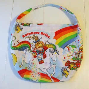 Rainbow Brite Purse - Shoulder Bag Style - Upcycled made from vintage fabric