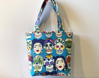 Girls Day of The Dead Tote Bag: Dia de Los Muertos, Sugar Skulls - Handmade