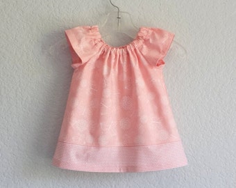 Baby Girls Sweet Pink Summer Dress with White Butterflies, Pullover Flutter Sleeve Dress with Bloomers, Pretty Pink Cotton Dress, Nb - 18m