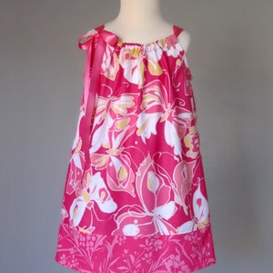 Girls Pink Dress in a Butterfly Print: Handmade Cotton Sundress (12m-10) image 2