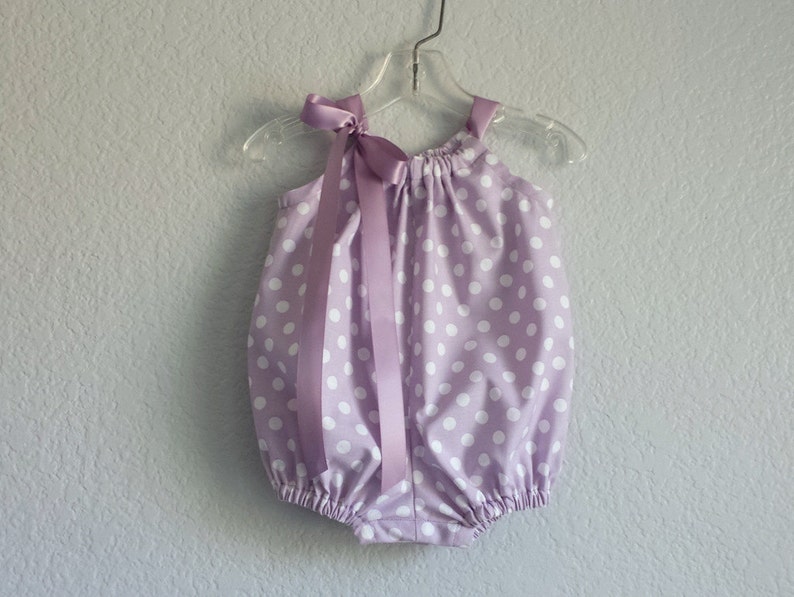 Baby Girls Lavender Romper with White Polka Dots Purple Sun Etsy