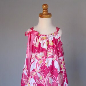 Girls Pink Dress in a Butterfly Print: Handmade Cotton Sundress (12m-10) image 3