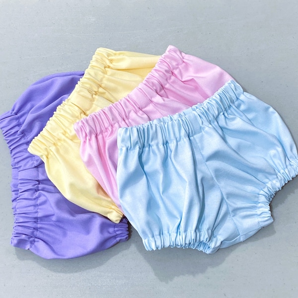 Baby Bloomers in Pastel Colors, Unisex Cotton Diaper Covers for Infants & Toddlers, Baby Bummies, Shorties, Smash Cake Photos, Preemie - 3T