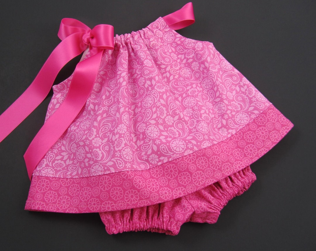 Baby Girls Pink Sun Dress With Bloomers, Pretty Pink Pillowcase Dress
