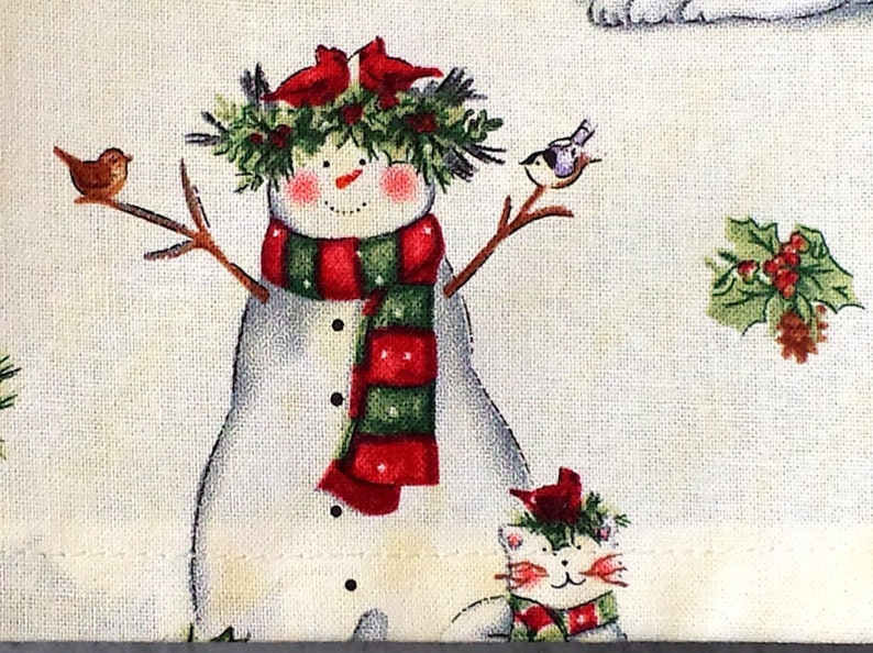 Little Girls Snowman Dress with Flutter Sleeves, Vintage Inspired Snowmen with Cat and Dog Friends, Girls Pullover Snowman Christmas Dress image 4