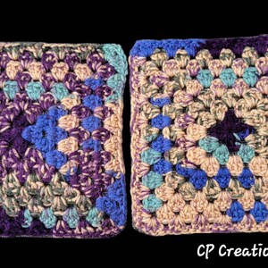 Hand Crocheted Potholders, shades of blue, purple, mint green and beige, Multicolored