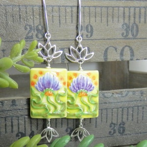 Porcelain Lotus Bead Earrings in Sterling Silver image 3