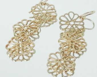 Lacy Bronze Filigree Earrings with Gold Filled Ear Wires