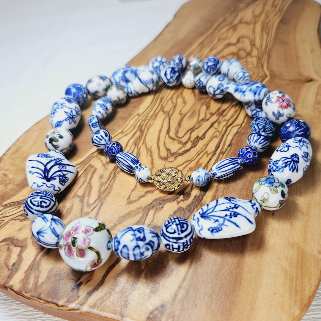 アクセサリー blue and white porcelain ribbon necklace アクセサリー blue and white porcelain ribbon necklace Blue and