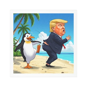 Trump Penguin Car Magnet, Tariff Humor, Funny Magnet, Humorous Auto Decor, Political Gift, Unique Road Trip Accessory, Car Humor Stickers
