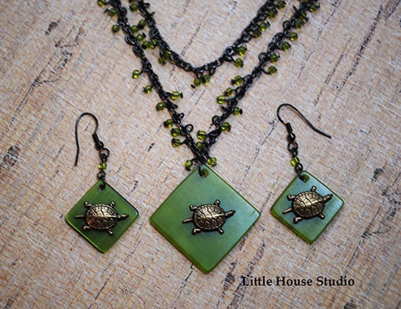 Turtle Jewelry Necklace Set Turtle Earrings Tortoise Necklace Turtle Pendant Sea Turtle Necklace Turtle Necklace Sea Turtle
