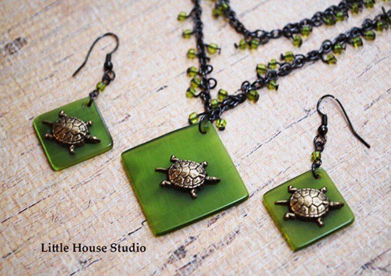 Turtle Jewelry Necklace Set Turtle Earrings Tortoise Necklace Turtle Pendant Sea Turtle Necklace Turtle Necklace Sea Turtle