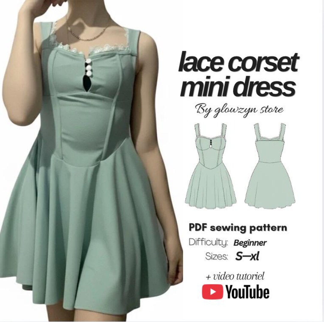 Lace Corset Mini Dress Sewing Pattern (PDF S–XL) - Etsy