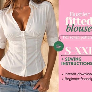 Bustier-blus i PDF-sömnadsmönster | Topp med knappar i korsettstil (S-XXL)
