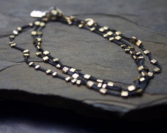 Gold and Silver Chain Bracelet, Gold Beaded Bracelet, Mixed Metal Bracelet, Oxidized Silver Chain Bracelet, Gold Minimalist Bracelet