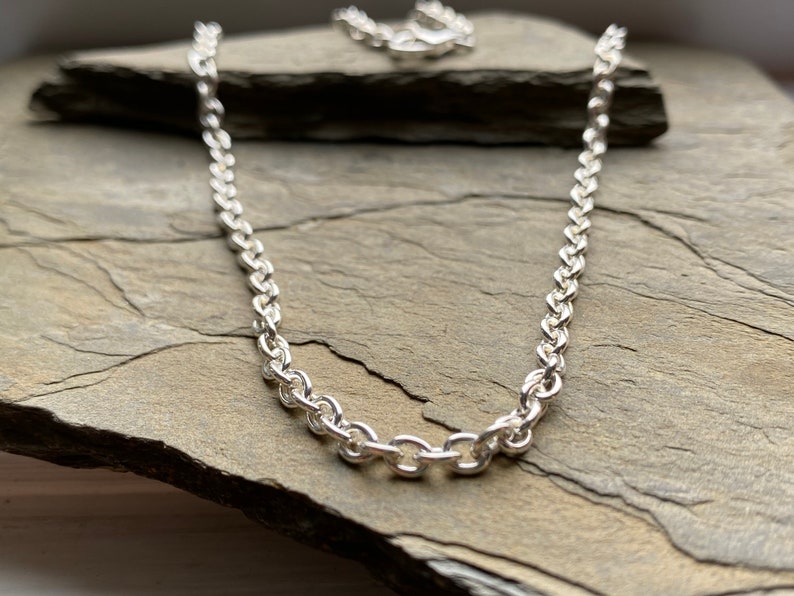 Bold Sterling Silver Cable Chain Choker, Classic Sterling Silver Chain Necklace, Sterling Silver Cable Chain Necklace, Silver Chain Necklace image 3