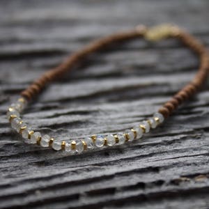 Moonstone Bracelet, Moonstone Sandalwood Bracelet, Moonstone Gold Beaded Bracelet, Sandalwood Gold Beaded Bracelet, Moonstone Yoga Bracelet image 2