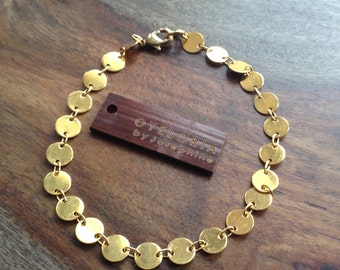 Gold Disc Chain Bracelet, Simple Gold Bracelet for Women, Minimalist Gold Bracelet