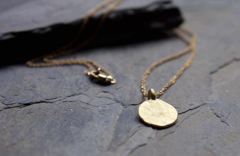 Dainty 18k gold vermeil necklace, Gold Disc Necklace, Classic Gold Coin Necklace, 14k gold filled necklace , Simple Gold Necklace image 3