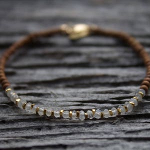 Moonstone Bracelet, Moonstone Sandalwood Bracelet, Moonstone Gold Beaded Bracelet, Sandalwood Gold Beaded Bracelet, Moonstone Yoga Bracelet image 3