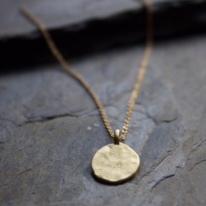 Dainty 18k gold vermeil necklace, Gold Disc Necklace, Classic Gold Coin Necklace, 14k gold filled necklace , Simple Gold Necklace image 2