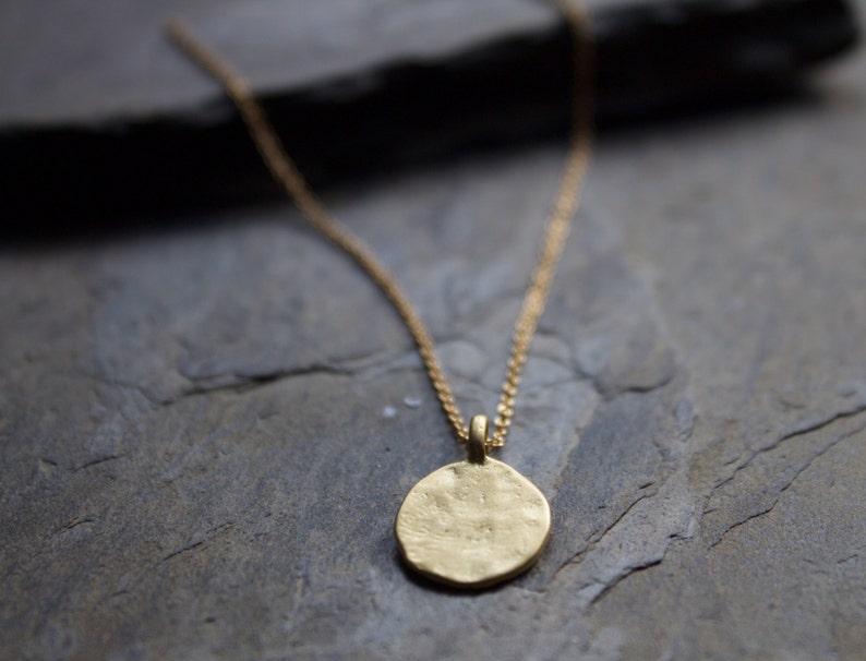 Dainty 18k gold vermeil necklace, Gold Disc Necklace, Classic Gold Coin Necklace, 14k gold filled necklace , Simple Gold Necklace image 2