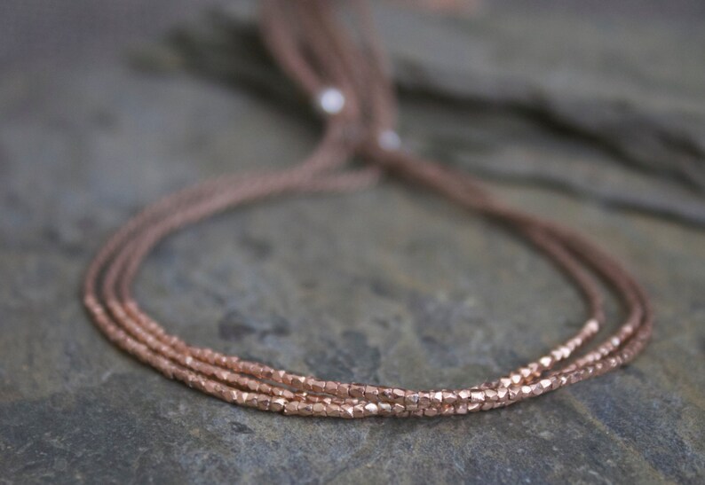 Silk Bracelet for Women, Rose Gold Bracelet for Women, Stackable Beaded Bracelets, Tiny Beaded Bracelet, Rose Gold Bracelet, Simple Bracelet image 3