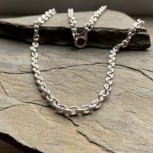 Bold Sterling Silver Cable Chain Choker, Classic Sterling Silver Chain Necklace, Sterling Silver Cable Chain Necklace, Silver Chain Necklace image 2
