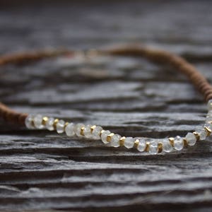 Moonstone Bracelet, Moonstone Sandalwood Bracelet, Moonstone Gold Beaded Bracelet, Sandalwood Gold Beaded Bracelet, Moonstone Yoga Bracelet image 1