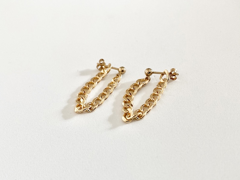 18k Gold Filled Bold Chain Earrings, Gold Hoop Chain Earrings, Bold Chain Earrings, Gold Chain Earrings, 18k Gold Filled Earrings image 2