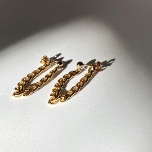 18k Gold Filled Bold Chain Earrings, Gold Hoop Chain Earrings, Bold Chain Earrings, Gold Chain Earrings, 18k Gold Filled Earrings image 4