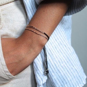 Silk Bracelet for Women, Rose Gold Bracelet for Women, Stackable Beaded Bracelets, Tiny Beaded Bracelet, Rose Gold Bracelet, Simple Bracelet