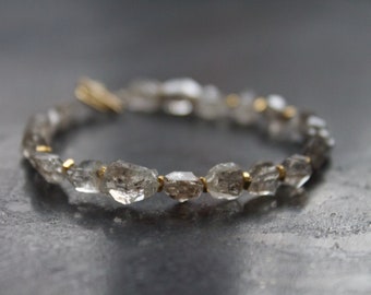 Rough diamond quartz bracelet, herkimer diamond quartz bracelet, raw diamond quartz bracelet, stacking quartz bracelet, raw quartz bracelet
