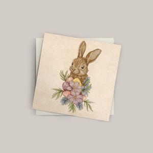 Whimsical Easter Bunny Art Print | Spring Illustration with Flowers | Digital Wall Art for Nursery, Easter Decor or Seasonal Gifts