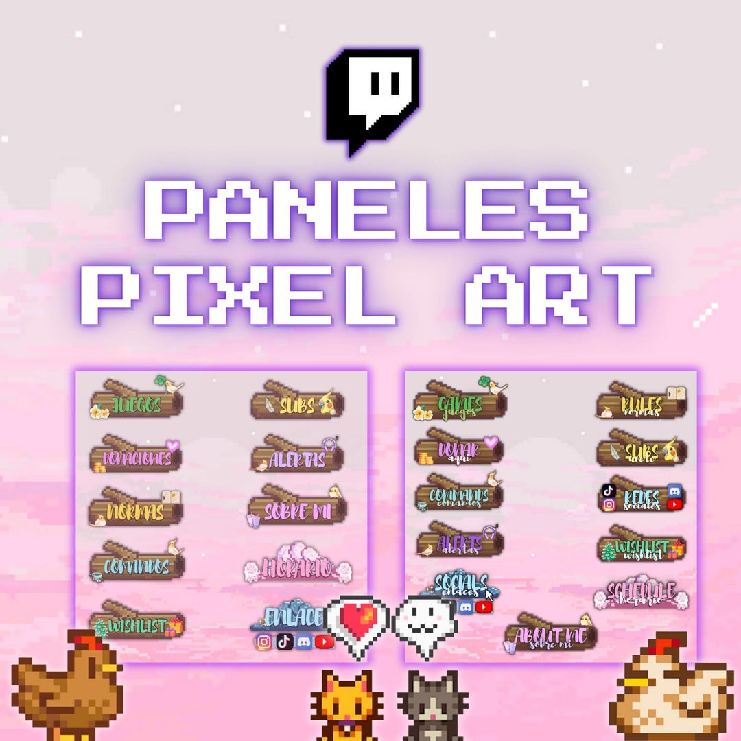 22 Pixel Art Style Twitch Panels - Etsy
