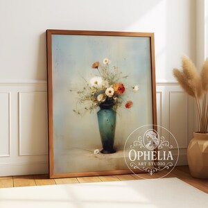 Fine Art Print Retro Floral Antique Still Life Scene Vintage Impressionist Coquette Flower Classic Artwork Wall Decor Poster - "Fantin Vase"
