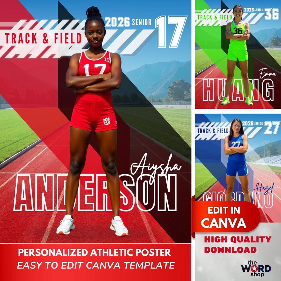Track and Field Poster Canva Template Design 16x20 Custom Athlete ...