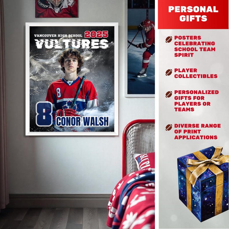 Ice Hockey Poster Canva Template Design Custom Portrait Edit in Canva