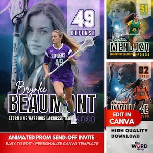 Custom Lacrosse Poster Template 16x20 Editable Sport Portrait Design Canva Personalized Lacrosse Player Gift Team Girls Memory Mate Keepsake
