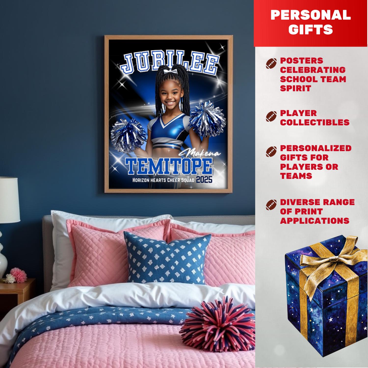 Cheerleader Poster Canva Template Design 16x20 Personalize Cheer Photo ...