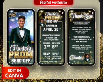 Prom Send Off Digital Invite Canva Template Editable Animated Prom Night Digital Evite Camera Shoot Prom SendOff Digital Invitation
