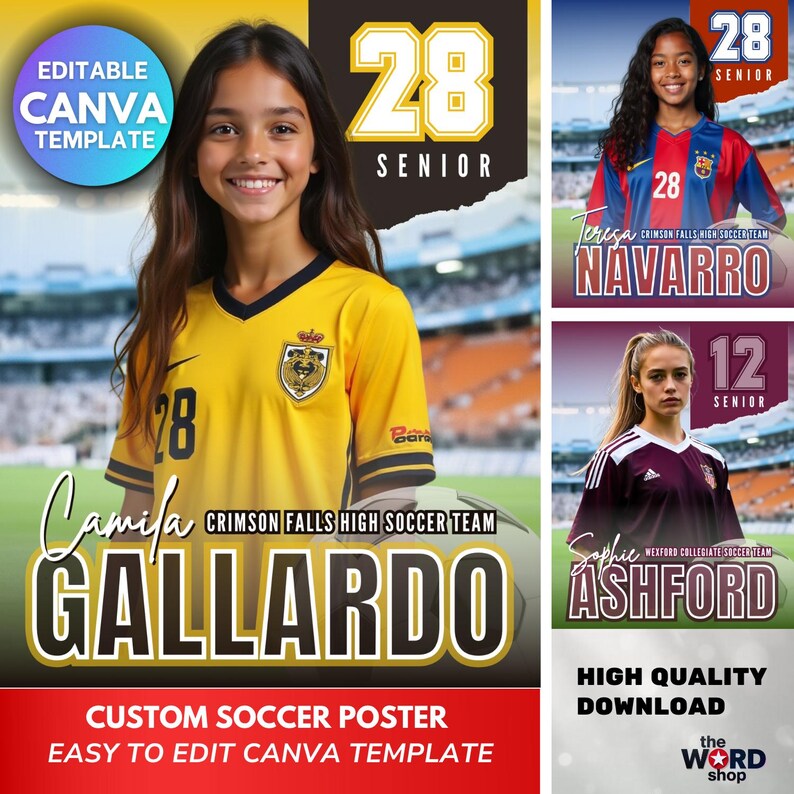 Custom Soccer Poster Canva Template 16x20 Editable Sports Portrait ...