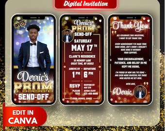 Prom Send Off Digital Invitation Canva Template Animated Camera Shoot Prom Night Digital Invite Custom Senior Prom SendOff Digital Invite
