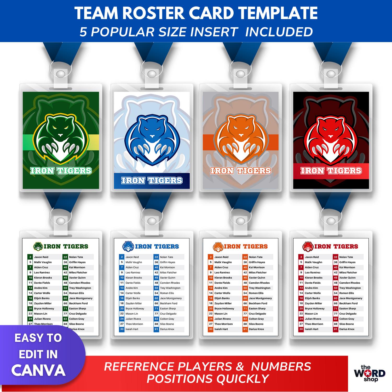 Editable Team Roster Card Template | Canva Sports Team Design ...
