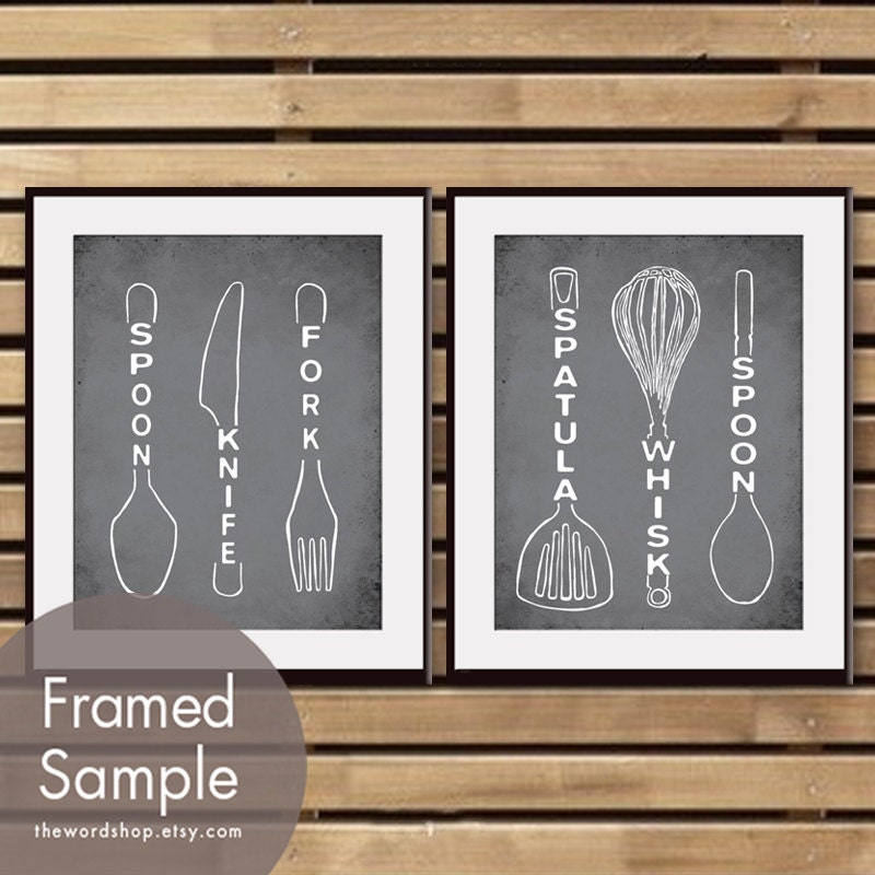 Spoon Knife Fork and Spatula Whisk Spoon Set of 2 Art Etsy