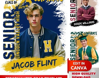 2025 Senior Graduation Canva Template Design 16x20 Unisex Poster Edit in Canva Custom Graduation Sign 2025 Grad Template Party Shirt Gifts