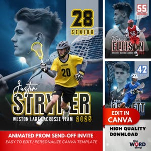 Lacrosse Poster Canva Template Design 16x20 Custom Lacrosse Player Portrait Edit in Canva Sports Poster Lacrosse Team Gifts Memory Mate Gift