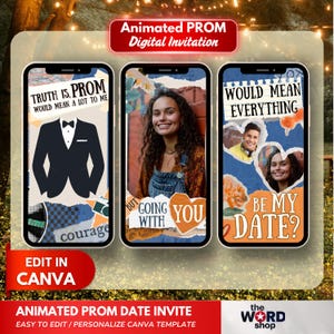Promposal Digital Invitation Canva Template Romantic Prom Proposal Digital Invite Personalized Senior Night Prom Date Digital Invite Prom