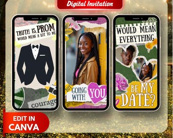 Modello di proposta di matrimonio Canva Video - Invito digitale modificabile, Chiedi al video telefonico del ballo di fine anno, Invito alla data del ballo di fine anno, Ballo di fine anno 2026, Download immediato