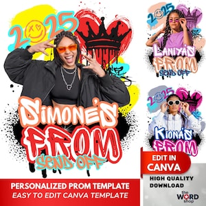 Prom Send Off Canva Template  Digital T-Shirt & Poster Design Prom Queen Party Favor Prom Sendoff Swag Welcome Sign Printable Decor Grad